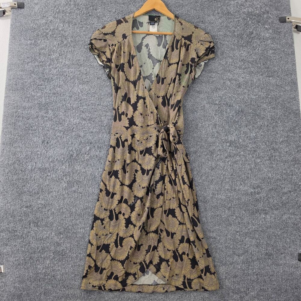 Just Cavalli Dress 44 Wrap Floral Midi Black Italy Work Business Office Luxury
